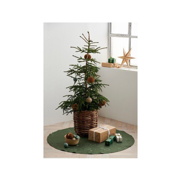 Zaļš apaļš paklājs zem eglītes ø 120 cm Star Damask – Södahl-image-1