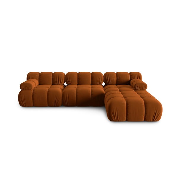 Oranžs samta stūra dīvāns Bellis – Micadoni Home