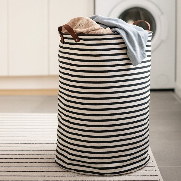 Melnbalts tekstila veļas grozs 54 l Stripe – Premier Housewares-image-1