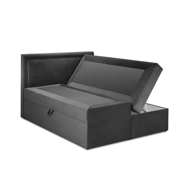 Tumši pelēka samta divguļamā gulta Mazzini Beds Yucca, 180 x 200 cm-image-4