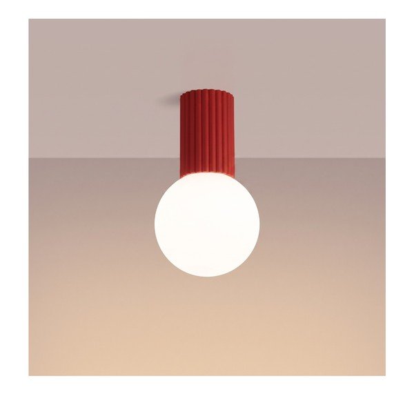Sarkana griestu lampa no opāla stikla ø 12 cm Orbital – Sollux-image-3