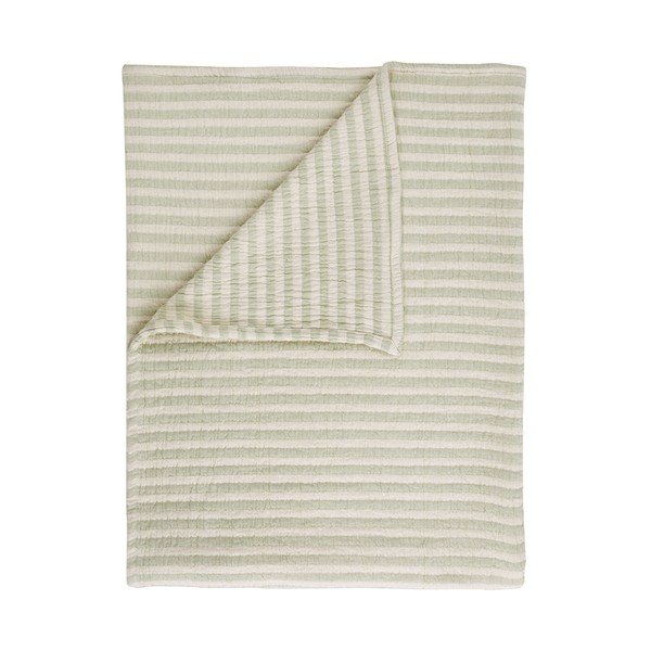 Zaļš kokvilnas pleds 150x200 cm Cotton Muslin Stripe – Bianca