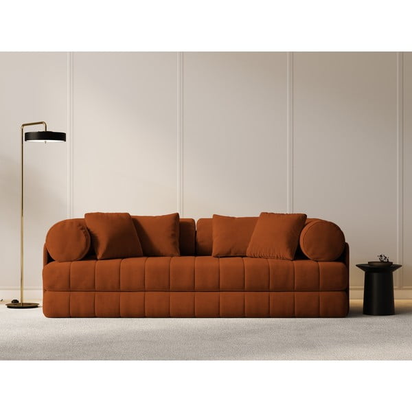 Terakotas oranžs samta salokāms dīvāns 206 cm Kemi – Cosmopolitan Design-image-4