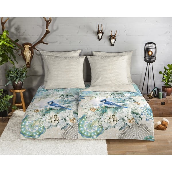 Smilškrāsas/tirkīzzila flaneļa gultas veļa vienvietīgai gultai 140x200 cm – HIP-image-1