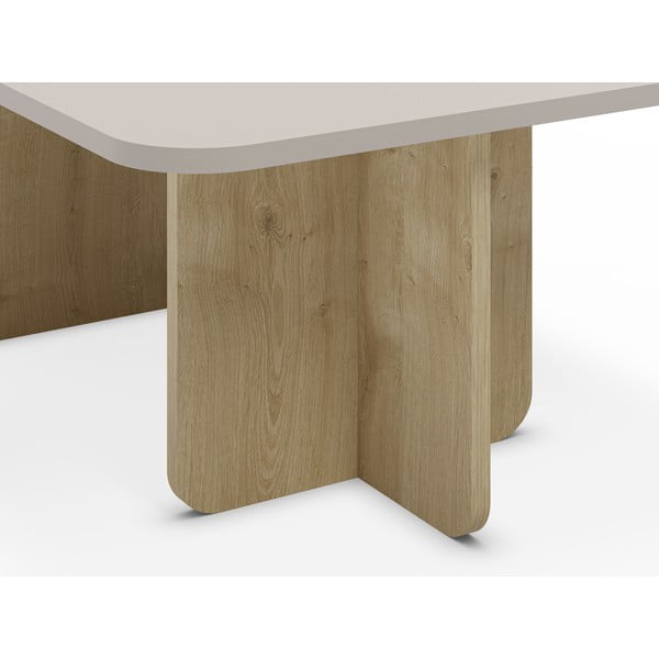 Krēmkrāsas/dabīga toņa žurnālgaldiņš ar ozolkoka imitāciju 56x100 cm Hillary – Marckeric-image-4