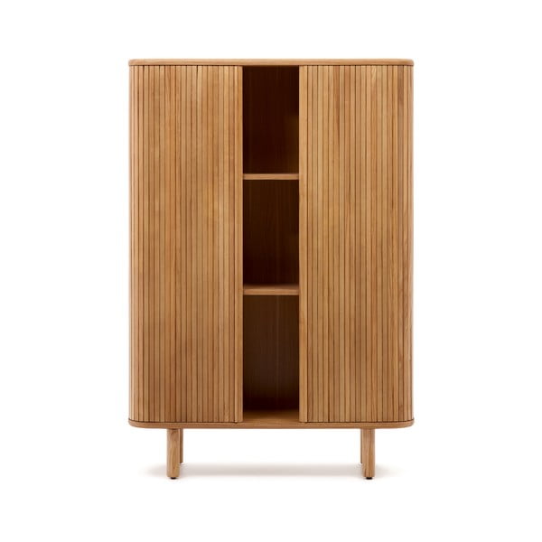 Dabīga toņa skapītis ar oškoka imitāciju ar bīdāmām durvīm 110x160x40 cm Mailen – Kave Home