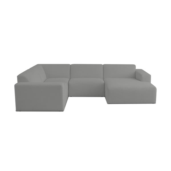 Pelēks stūra dīvāns no buklē auduma (U veida) Roxy – Scandic