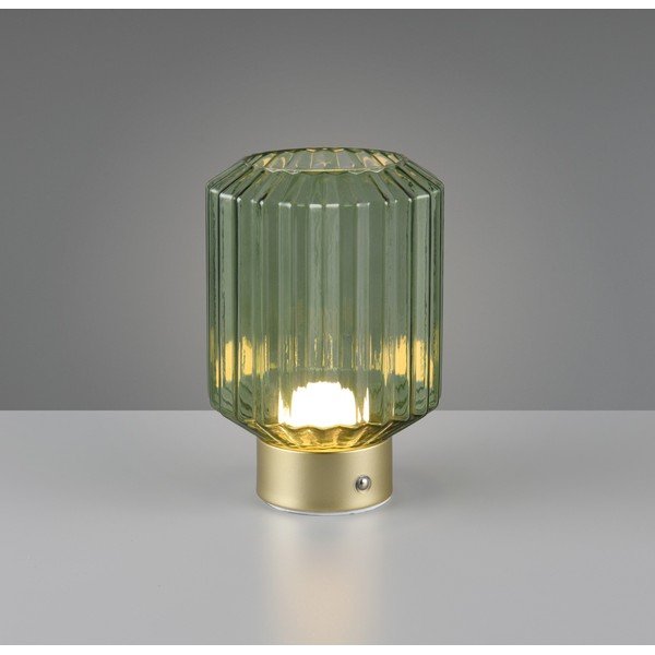 Zaļa/zelta krāsas LED galda lampa ar regulējamu spilgtumu un stikla abažūru (augstums 19,5 cm) Lord – Reality-image-1