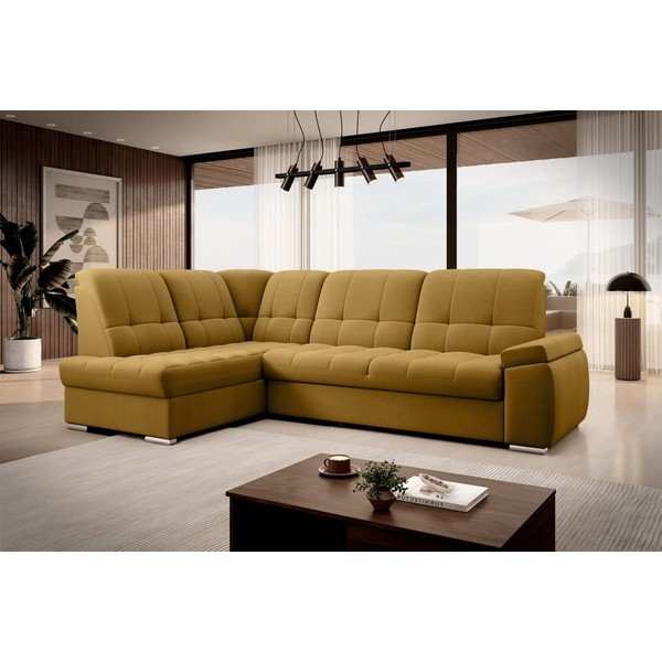 Dzeltens samta salokāms/ar uzglabāšanas vietu stūra dīvāns (ar kreiso stūri/L veida) Sado – ELTAP-image-4