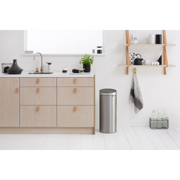 Matētas sudraba krāsas ar pieskārienu atverama tērauda atkritumu tvertne 30 l Touch Bin – Brabantia-image-1