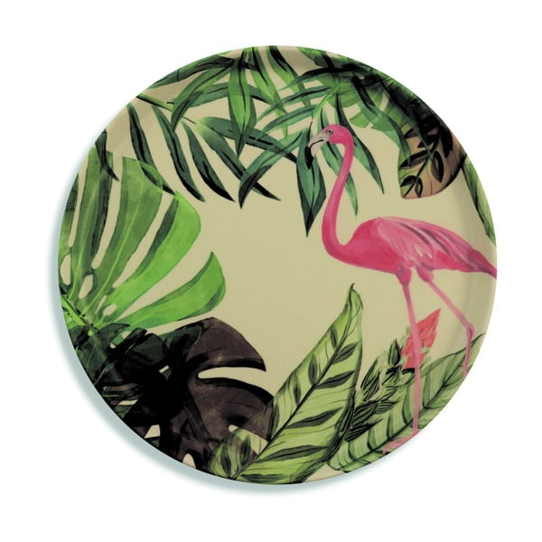 Bambusa šķīvis ar flamingo motīvu Villa d'Este Tropical, 31,8 cm