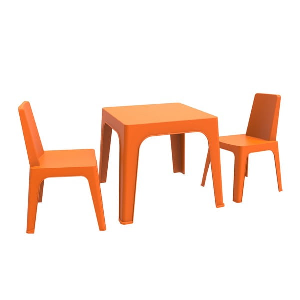 Oranžs bērnu dārza komplekts 1 galds un 2 krēsli Resol Julieta