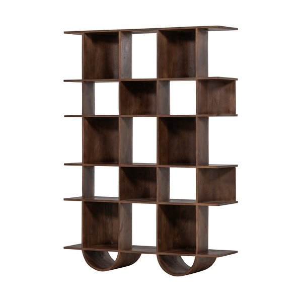 Tumši brūns mango masīvkoka grāmatplaukts 130x180x35 cm Sinne – WOOOD-image-2