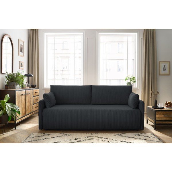 Tumši pelēks velveta salokāms dīvāns 211 cm Marcel – Bobochic Paris-image-1