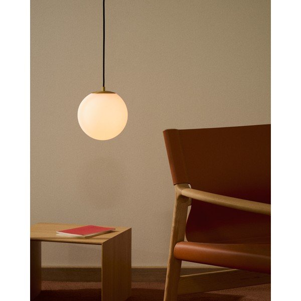 Balta/zelta krāsas piekaramā lampa ar stikla abažūru ø 10 cm Brisia – Kave Home-image-1