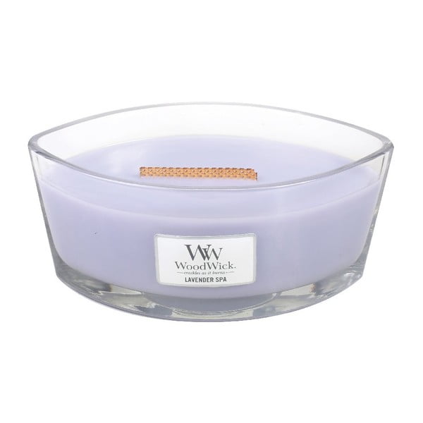 Aromātiskā svece WoodWick Lavender Bath, degšanas laiks 30 stundas