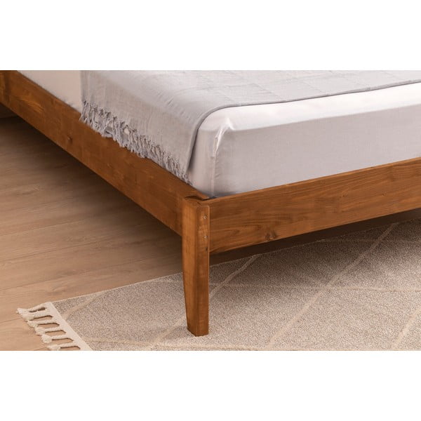 Dabīga toņa/tumši brūna egles masīvkoka vienvietīga gulta ar redelēm 90x200 cm Venus – Kalune Design-image-4