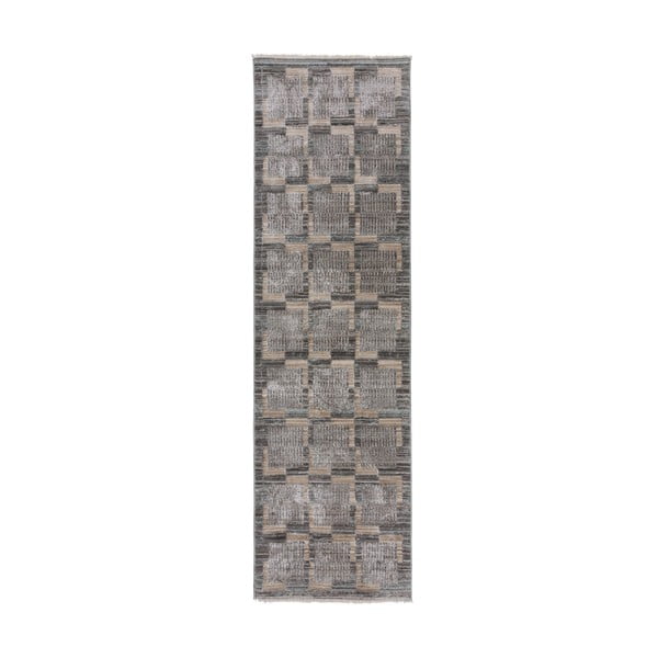 Pelēks/bēšs celiņa paklājs 66x300 cm Evelyn Blocks – Flair Rugs