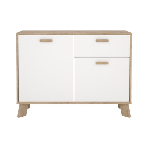 Balta/dabīga toņa kumode ar ozolkoka imitāciju 99x73x39 cm Ikast – Tvilum