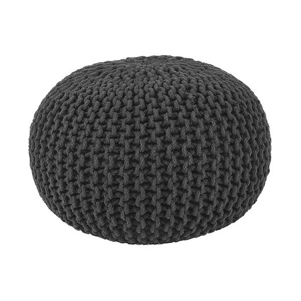Melns trikotāžas pufs LABEL51 Trikotāžas, Ø 50 cm