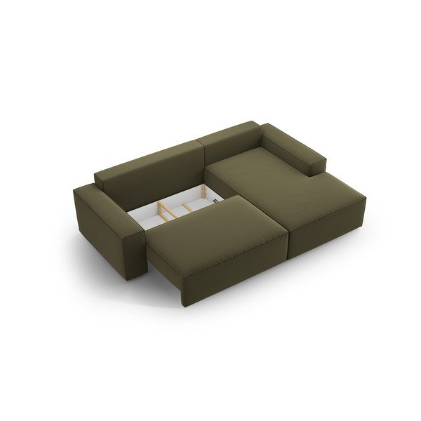 Zaļš samta salokāms/ar uzglabāšanas vietu stūra dīvāns (ar labo stūri/ar zvilni) Jodie – Micadoni -image-4