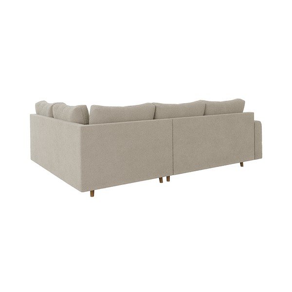 Bēšs stūra dīvāns no buklē auduma (ar labo stūri/L veida) Ariella – Ropez-image-2