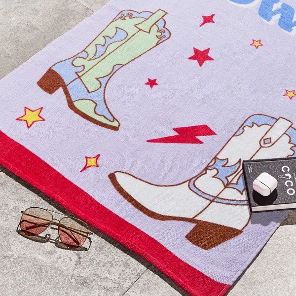 Violets frotē kokvilnas pludmales dvielis 76x160 cm Howdy Cowgirl – Sassy B-image-2