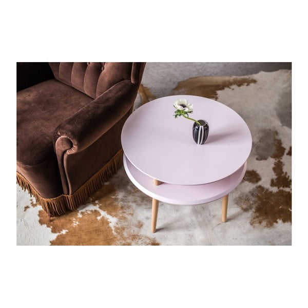 Gaiši pelēks kafijas galdiņš ar dabīgām kājām Ragaba UFO, Ø 70 cm-image-3