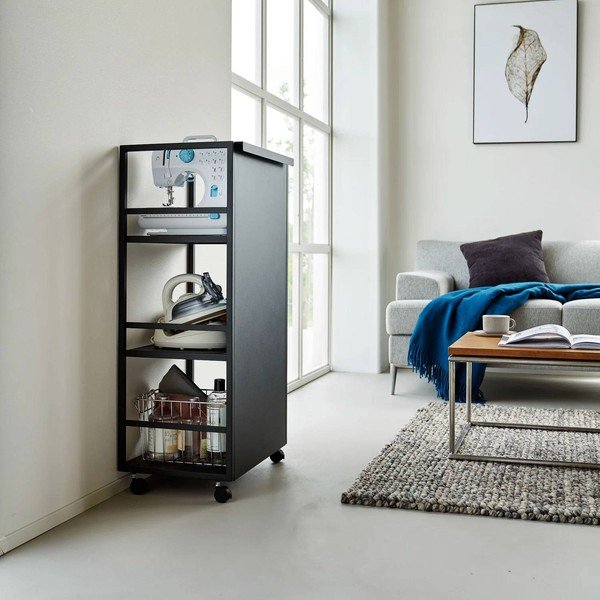 Melns metāla plaukts uz riteņiem 42x84,5x32 cm Tower – YAMAZAKI-image-4