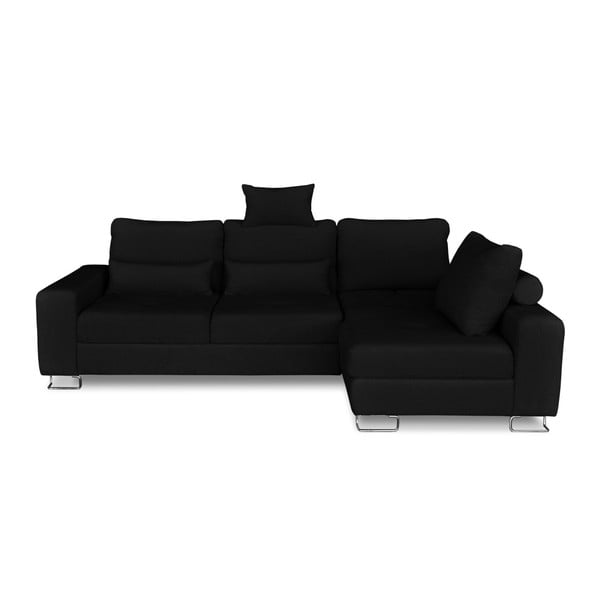Melna stūra dīvāns-guļamā gulta Windsor & Co. Dīvāni Alpha, labais stūris
