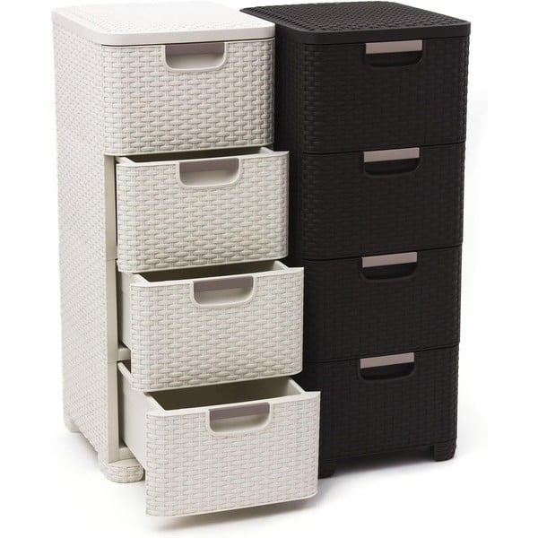 Tumši brūns plastmasas augsts vannas istabas skapis 33x79 cm Rattan – Curver-image-2