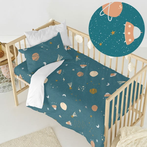 Kokvilnas bērnu gultas veļa bērnu gultiņai 100x120 cm Mini universe – Happy Friday