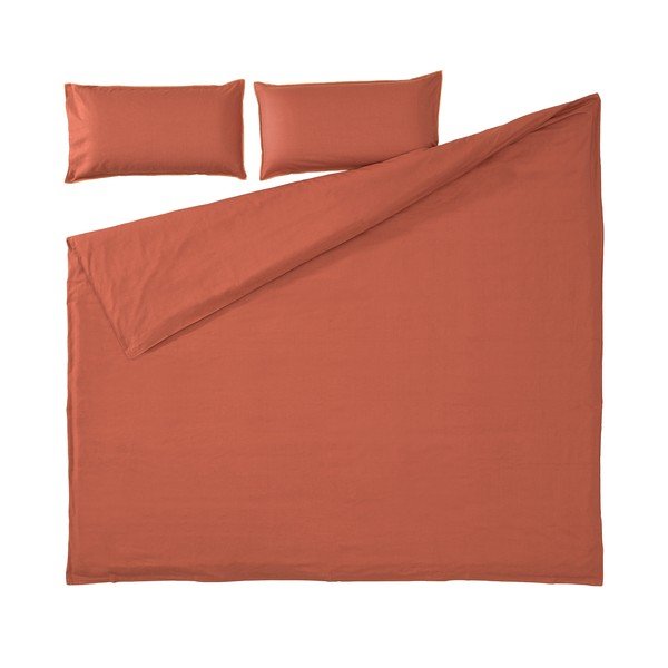 Oranžbrūna organiskās kokvilnas gultasveļa ar palagu Kave Home Ibelis, 220 x 240 cm-image-2