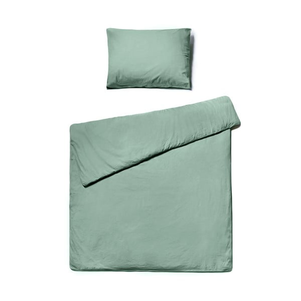 Zaļa vienguļamā gultasveļa no mīkstinātas kokvilnas Bonami Selection, 140 x 220 cm