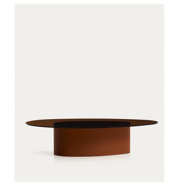 Brūns žurnālgaldiņš ar stikla galda virsmu 81x140 cm Olir – Kave Home-image-4