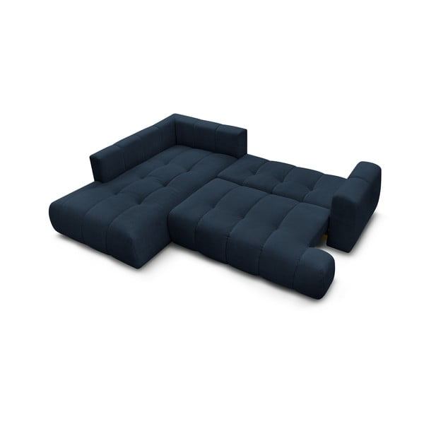 Tumši zils salokāms/ar uzglabāšanas vietu stūra dīvāns (ar kreiso stūri/L veida) Fuji – Bobochic Paris-image-4