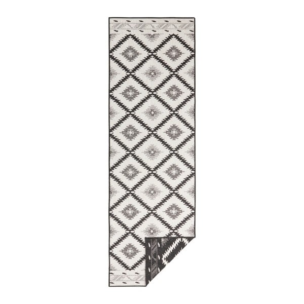 Melns un krēmkrāsas āra paklājs NORTHRUGS Malibu, 80 x 350 cm