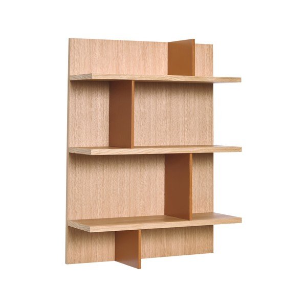 Dabīga toņa daudzlīmeņu sienas plaukts ar ozolkoka imitāciju 60 cm Stand – Hübsch