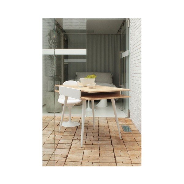 Izvelkamais galds Slide White, 80x75 cm-image-2