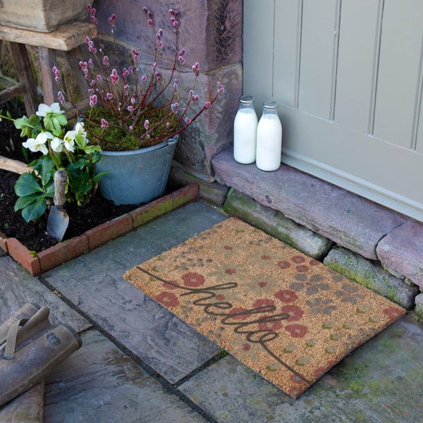 Kokosšķiedras kājslauķis 40x60 cm Hello Scribbly Floral – Artsy Doormats-image-3