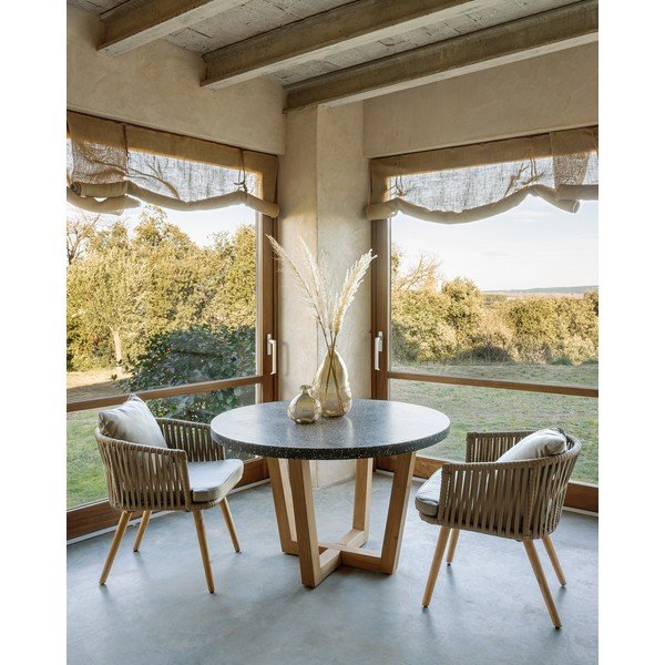 Tumši pelēks dārza galds ar akmens virsmu Kave Home Shanelle, ø 120 cm-image-4