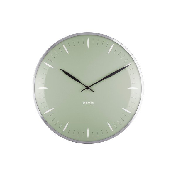 Zaļš stikla sienas pulkstenis Karlsson Leaf, ø 40 cm-image-3