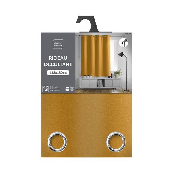 Okera dzeltens gaismu necaurlaidīgs aizkars 135x180 cm Occult – douceur d'intérieur-image-2