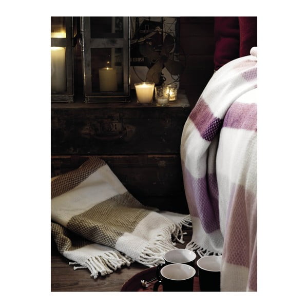 Balts ar brūnu pleds ar kokvilnu Euromant Granite, 140 x 160 cm-image-2