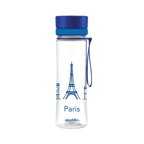 Ūdens pudele ar zilu vāciņu un Aladdin Aveo Limited Paris apdruku, 600 ml