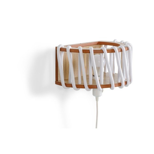Balta sienas lampa ar koka konstrukciju EMKO Macaron, garums 30 cm-image-3