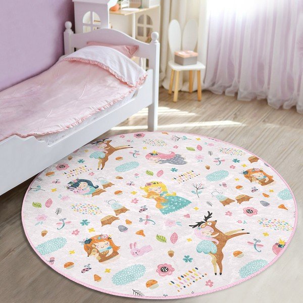 Gaiši rozā bērnu paklājs ø 100 cm Comfort – Mila Home-image-1