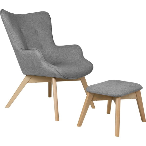 Pelēks atpūtas krēsls ar kāju balstu Niko – Ropez