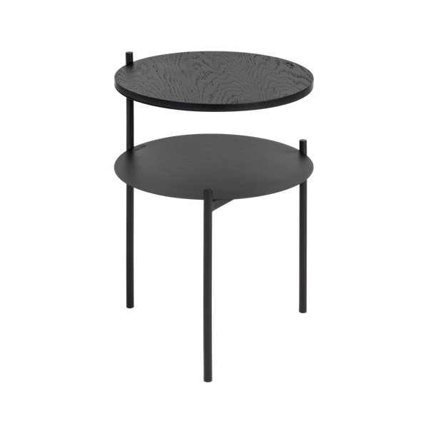 Melns naktsskapītis ar ozolkoka imitācijas galda virsmu Tu – noo.ma