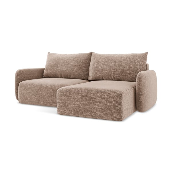 Gaiši brūns salokāms/ar uzglabāšanas vietu stūra dīvāns (ar labo stūri) Kalena – Makamii-image-1